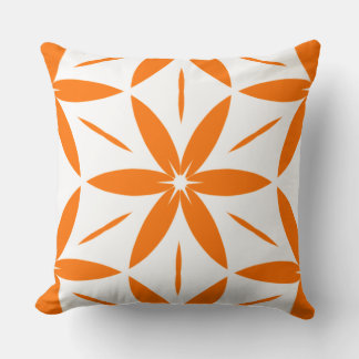 Mid-Century Modern Orange Geometric Floral Kissen