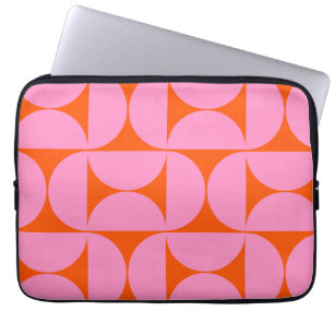 Mid Century Modern Pattern Preppy Pink And Orange Laptopschutzhülle