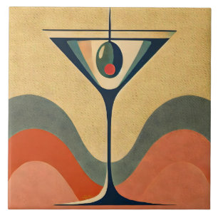 Mid Century Modern "Pfefferschoten-Oliven-Martini- Fliese