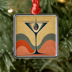 Mid Century Modern "Pfefferschoten-Oliven-Martini- Ornament Aus Metall