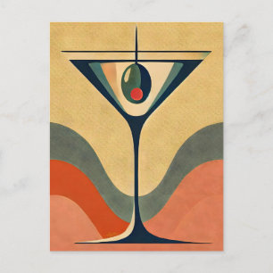Mid Century Modern "Pfefferschoten-Oliven-Martini- Postkarte