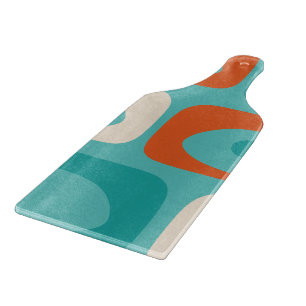 Mid-Century-Modern-Piquet-Muster Teal Orange Schneidebrett