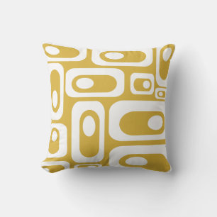 Mid Century Modern Pod Muster Senf und Weiß Kissen