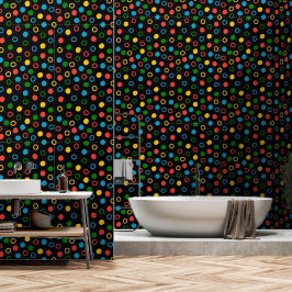 Mid century modern polka dot black peel and stick tapete