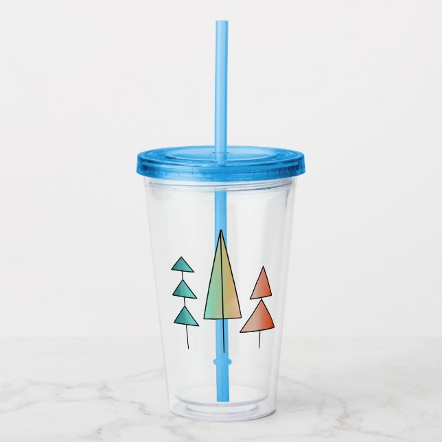 mid century modern rainbow trees blush teal simple acryltrinkbecher (Vorderseite)