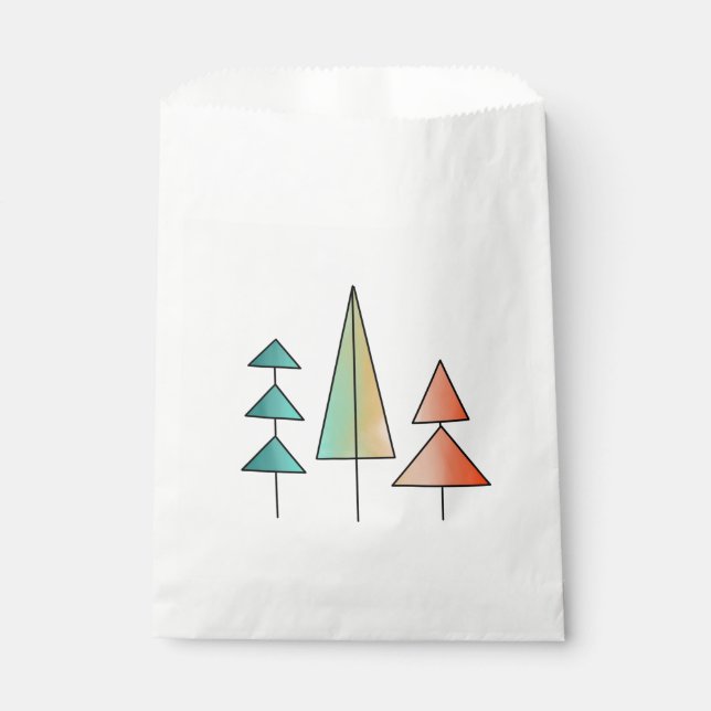 mid century modern rainbow trees blush teal simple geschenktütchen (Vorderseite)
