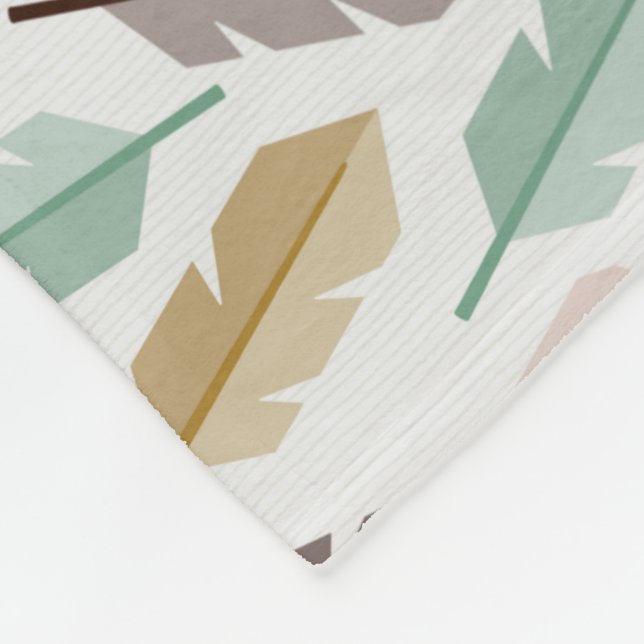 Mid-Century Modern Retro Feathers Fleece Blanket (Ecke)