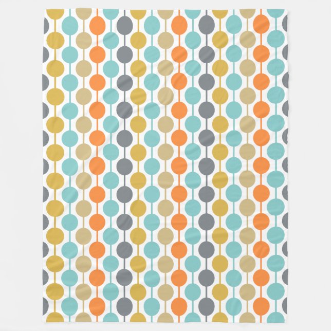 Mid-Century Modern Retro Geometric Circles Pattern Fleecedecke (Vorderseite)