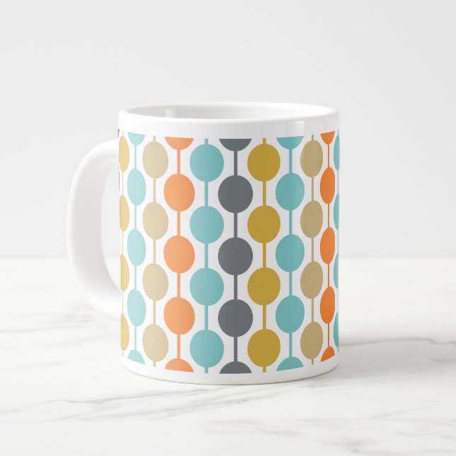 Mid-Century Modern Retro Geometric Circles Pattern Jumbo-Tasse (Vorderseite Links)