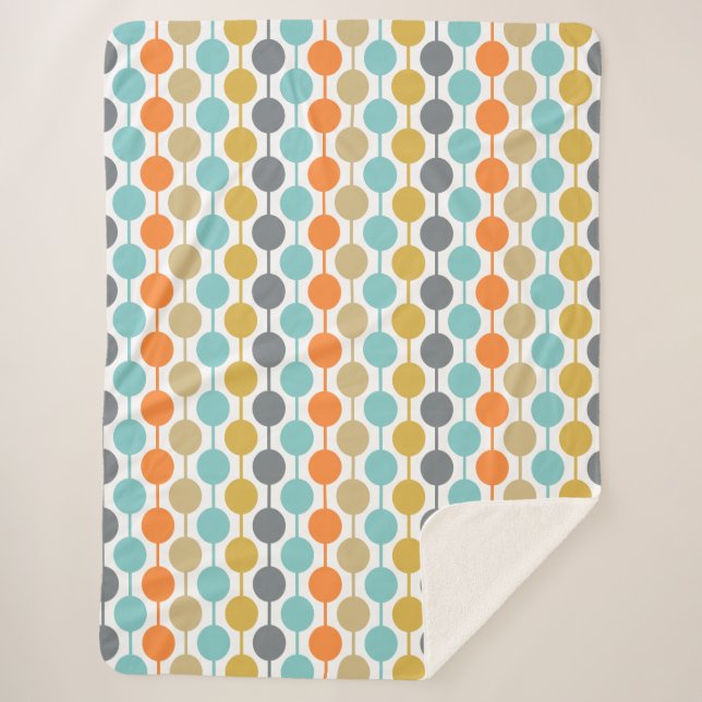 Mid-Century Modern Retro Geometric Circles Pattern Sherpadecke (Vorderseite)