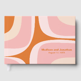 Mid Century Modern Retro Groove Rosa und Orange Gästebuch