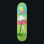 Mid Century Modern Retro Housewife Skateboard<br><div class="desc">This Mid Century Modern Retro Housewife Skateboard will have you breaking out your strands of pearls to the most mundane tasks. The design feature lime green background with blue paned window. Zielsetzung: Das Widerstandsteil is most assuredly the classic television housewife wearing a poofy pink dress with a turquoise and white...</div>