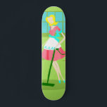 Mid Century Modern Retro Housewife Skateboard<br><div class="desc">This Mid Century Modern Retro Housewife Skateboard will have you breaking out your strands of pearls to the most mundane tasks. The design feature lime green background with blue paned window. Zielsetzung: Das Widerstandsteil is most assuredly the classic television housewife wearing a poofy pink dress with a turquoise and white...</div>