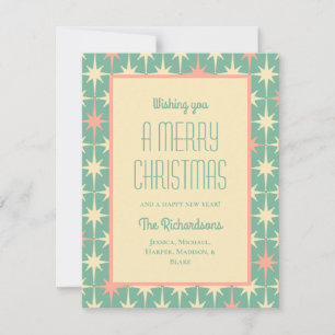 Mid Century Modern Retro Sterne Weihnachten Türkis