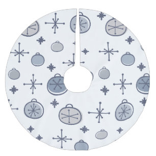Mid Century Modern Retro Weihnachtskunst Silber Polyester Weihnachtsbaumdecke