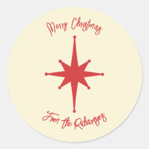 Mid-century Modern Retro-Weihnachtsstern personali Runder Aufkleber