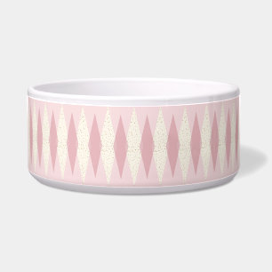 Mid Century Modern Rosa Argyle-Haustier-Schüssel Napf