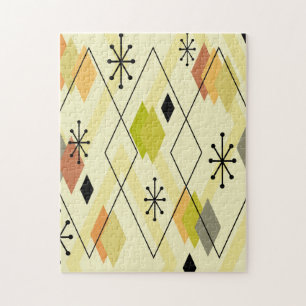 Mid Century Modern Scattered Diamonds Chartreuse