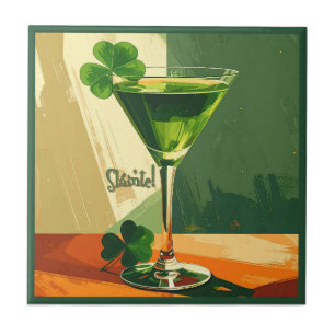 Mid Century Modern Shamrock Martini Sláinte! Fliese