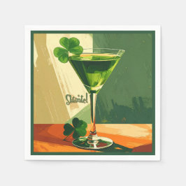 Mid Century Modern Shamrock Martini Sláinte!  Serviette