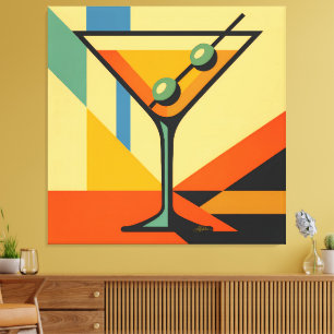 Mid Century Modern Sonnenaufgang Bauhaus Martini Leinwanddruck
