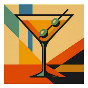 Mid Century Modern Sonnenaufgang Bauhaus Martini Poster