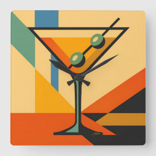 Mid Century Modern Sonnenaufgang Bauhaus Martini Quadratische Wanduhr