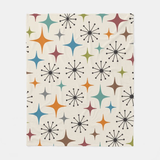 Mid-Century-Modern-Sonnenstrahl-Muster Fleecedecke (Vorderseite)