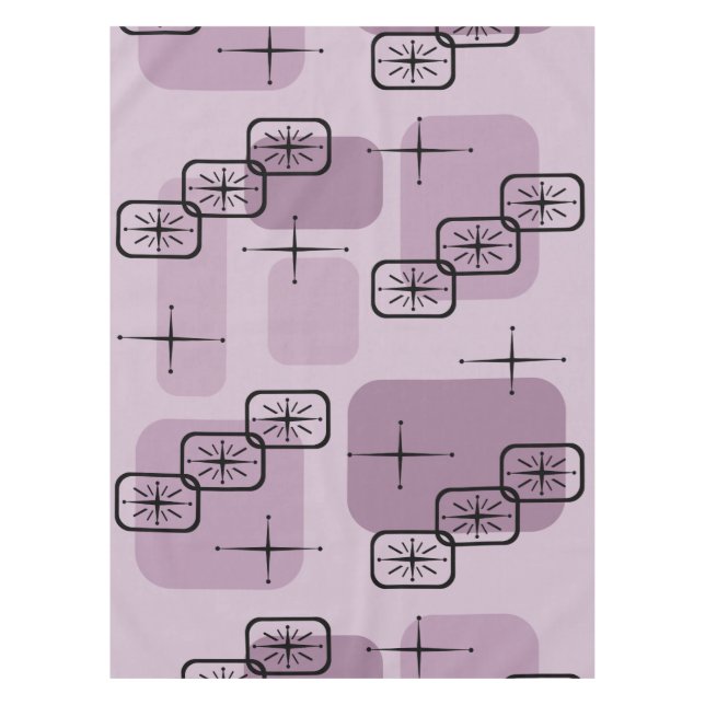 Mid Century Modern Sputnik Mauve Tischdecke (Vorderseite)