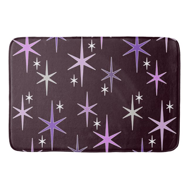 Mid Century Modern Star Sky Lila Badematte (Vorderseite)