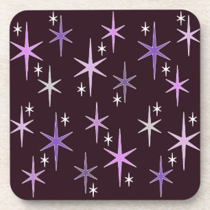 Mid Century Modern Star Sky Lila Getränkeuntersetzer
