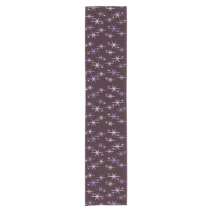 Mid Century Modern Star Sky Lila Kurzer Tischläufer
