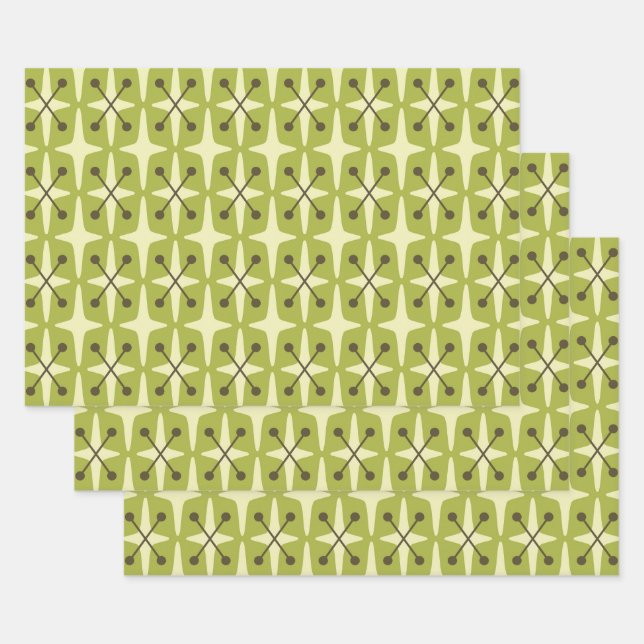 Mid Century Modern Starburst Pattern Geschenkpapier Set (Set)