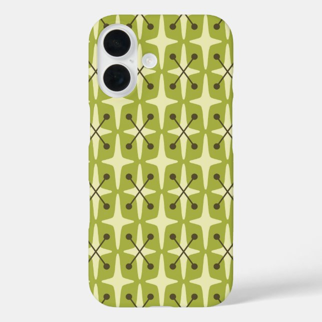 Mid Century Modern Starburst Pattern iPhone 16 Hülle (Rückseite)