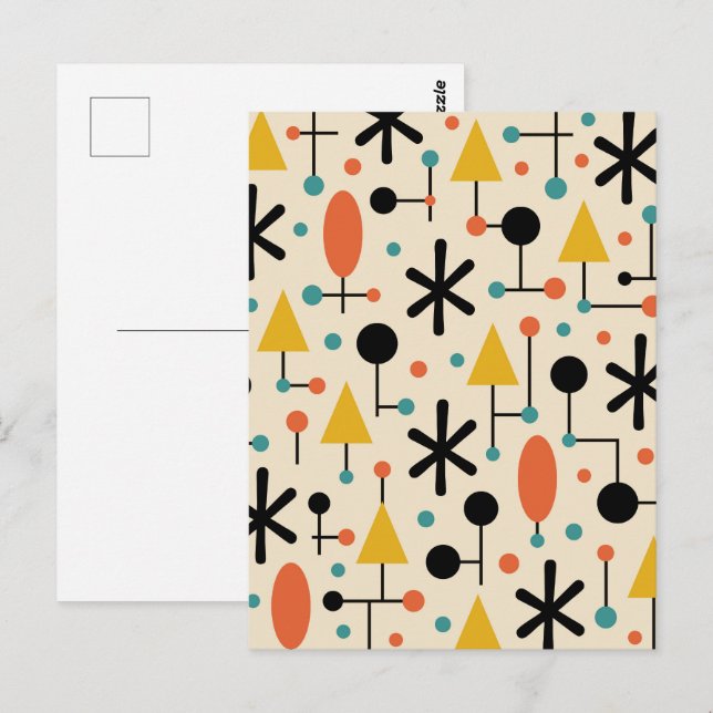Mid Century Modern Starburst Pattern Postkarte (Vorne/Hinten)