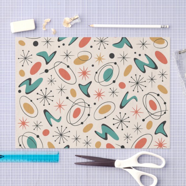 Mid Century Modern Starburst Pattern Seidenpapier (Handwerk)