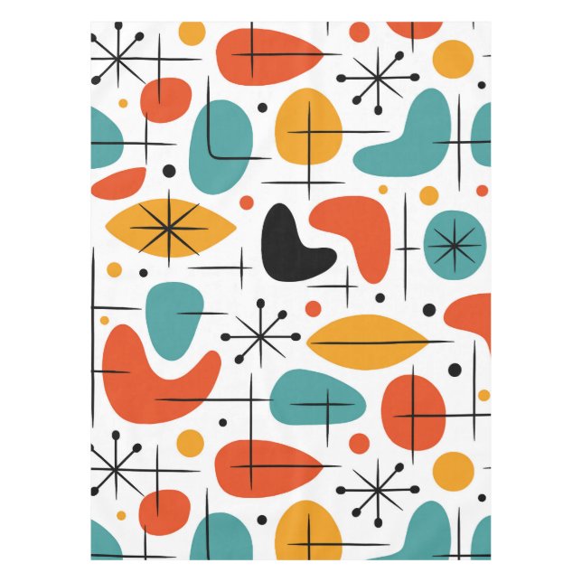 Mid Century Modern Starburst Pattern Tischdecke (Vorderseite)