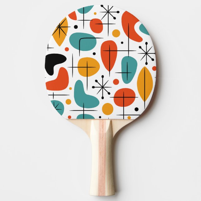 Mid Century Modern Starburst Pattern Tischtennis Schläger (Vorderseite)
