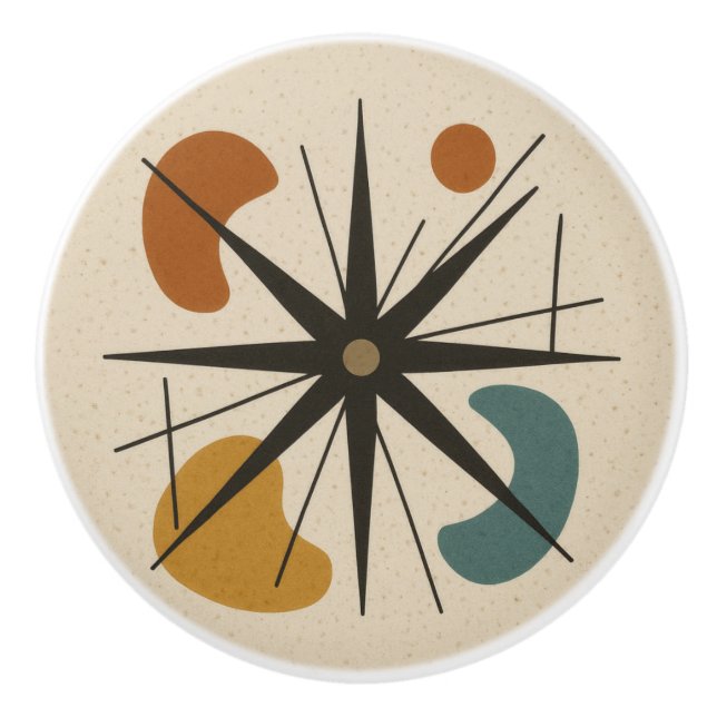 Mid Century Modern Sternenexplosion Keramikknauf (Vorderseite)