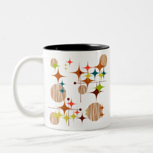 Mid Century Modern Sternenexplosionen und Globus-F Zweifarbige Tasse
