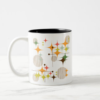 Mid Century Modern Sternenexplosionen und Globus-F Zweifarbige Tasse
