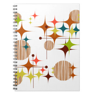 Mid Century Modern Sternenexplosionen und Globus Notizblock