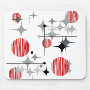 Mid Century Modern Sternenexplosionen und Globusle Mousepad
