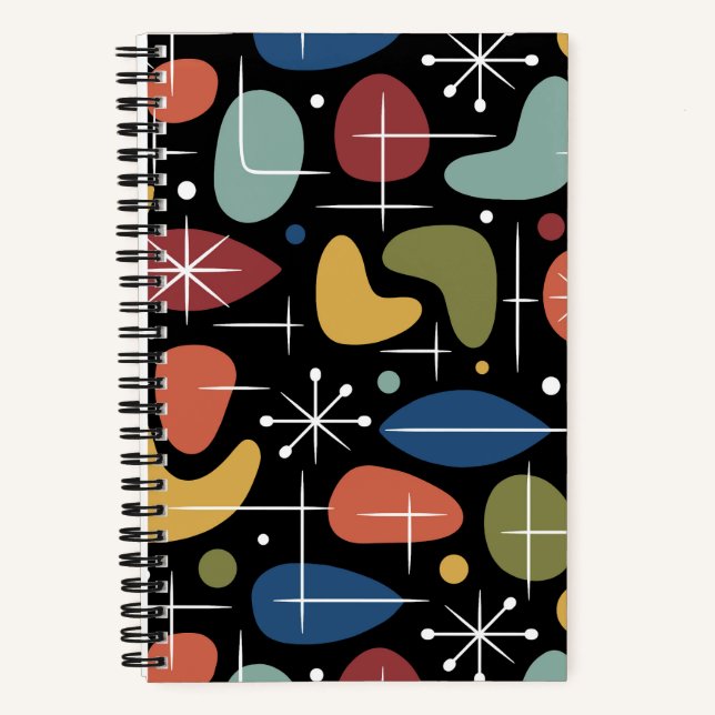 Mid-Century-Modern-Sternenmuster Notizbuch (Vorderseite)