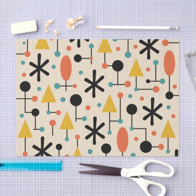 Mid-Century-Modern-Sternenmuster Seidenpapier (Handwerk)