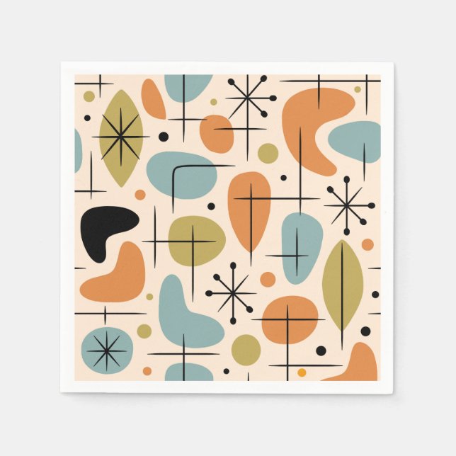 Mid Century Modern Sternenmuster Serviette (Vorderseite)