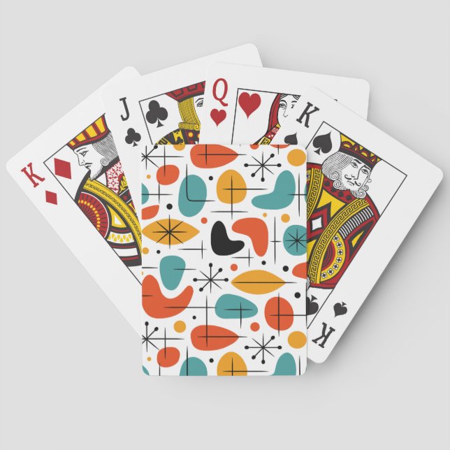 Mid-Century-Modern-Sternenmuster Spielkarten (Rückseite)
