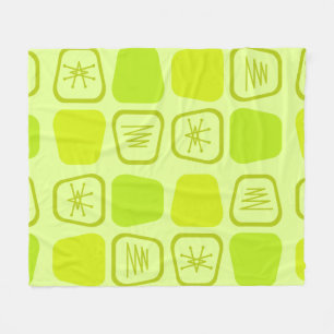 Mid Century Modern Stretched Squares Chartreuse Fleecedecke