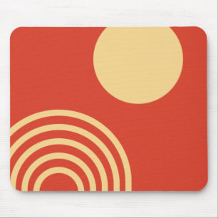 Mid Century Modern Sun and Rainbow Line Mousepad