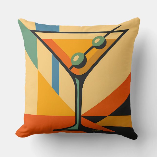 Mid Century Modern Sunrise Bauhaus Martini Kissen (Vorderseite)